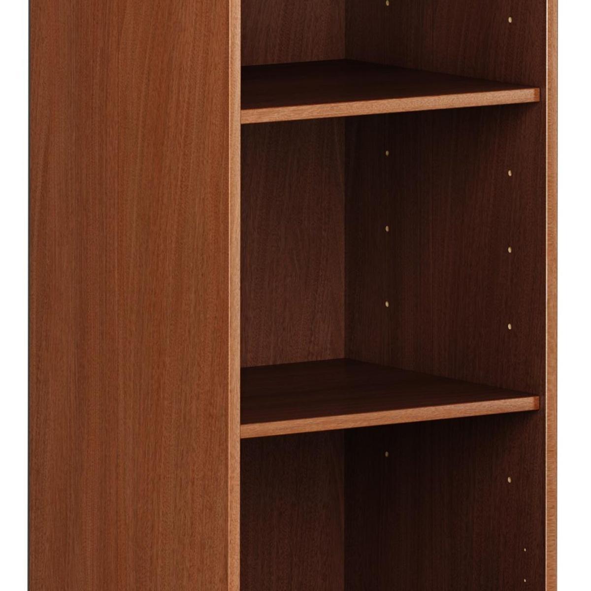 36" Coffee Solid Wood Adjustable Three Tier Library Bookcase