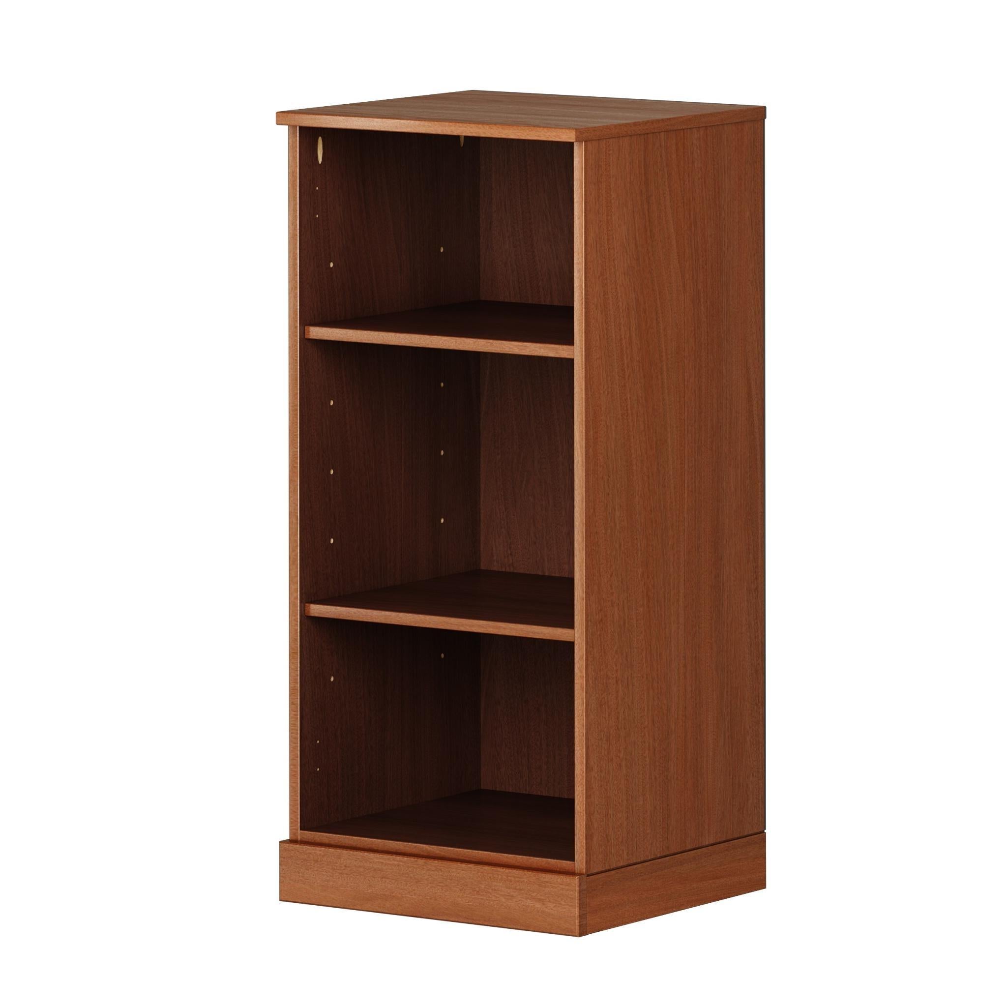 36" Coffee Solid Wood Adjustable Three Tier Library Bookcase