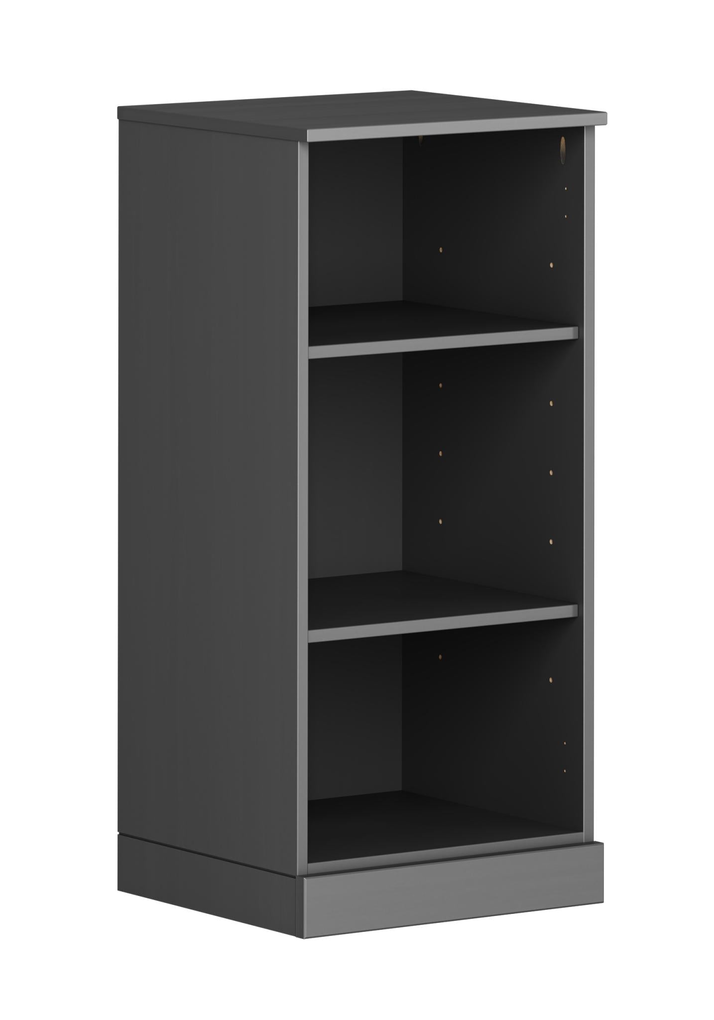 36" Gray Solid Wood Adjustable Three Tier Library Bookcase