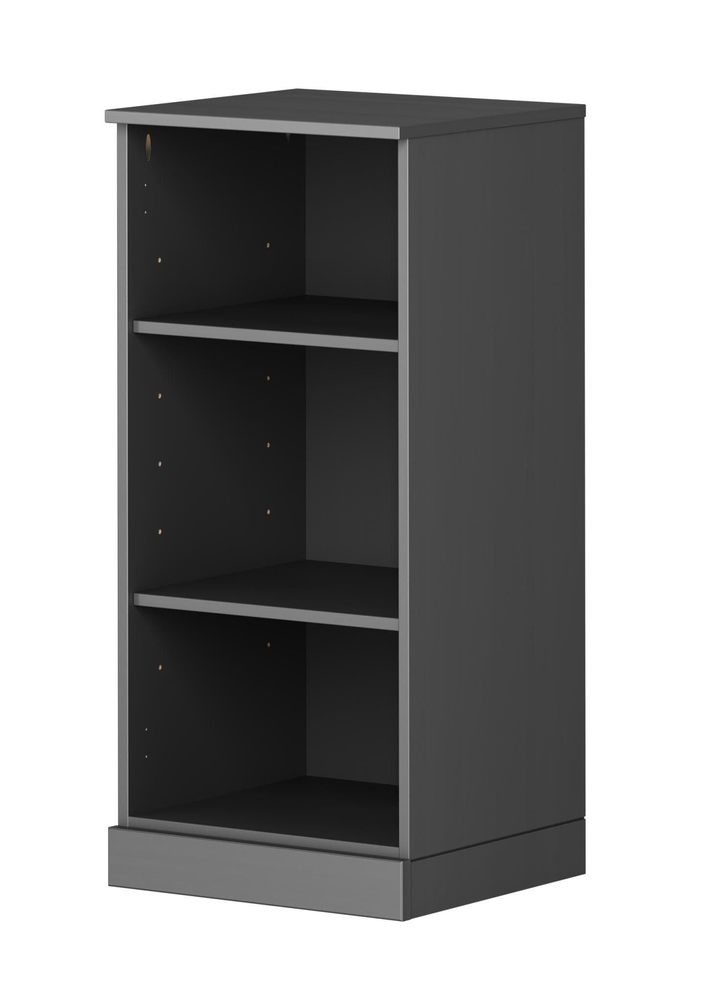 36" Gray Solid Wood Adjustable Three Tier Library Bookcase