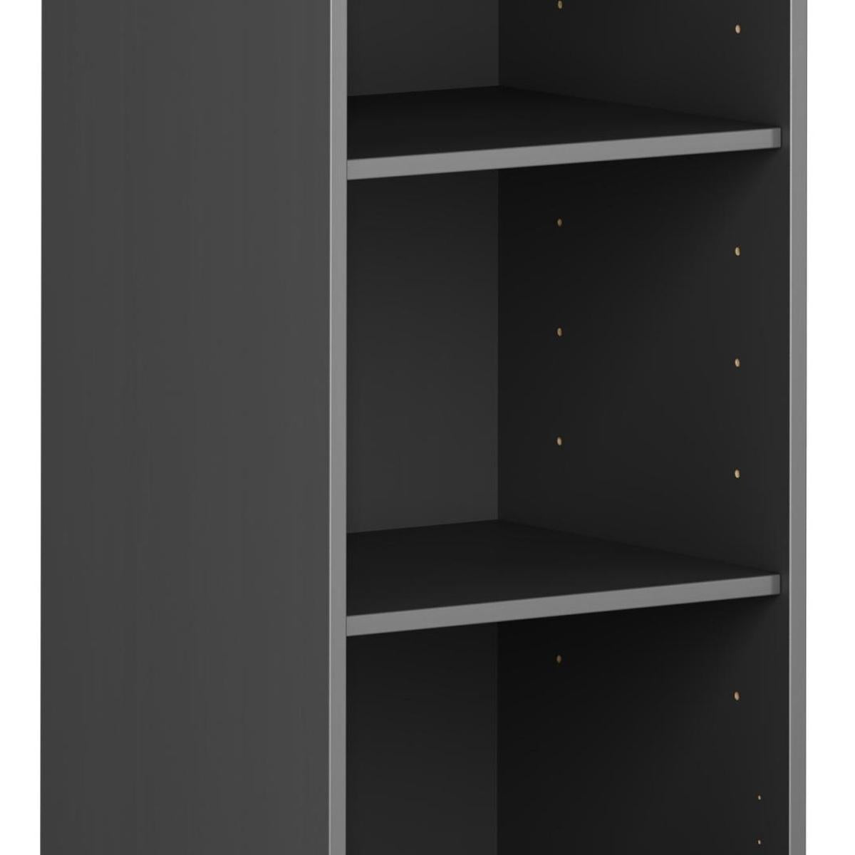 36" Gray Solid Wood Adjustable Three Tier Library Bookcase