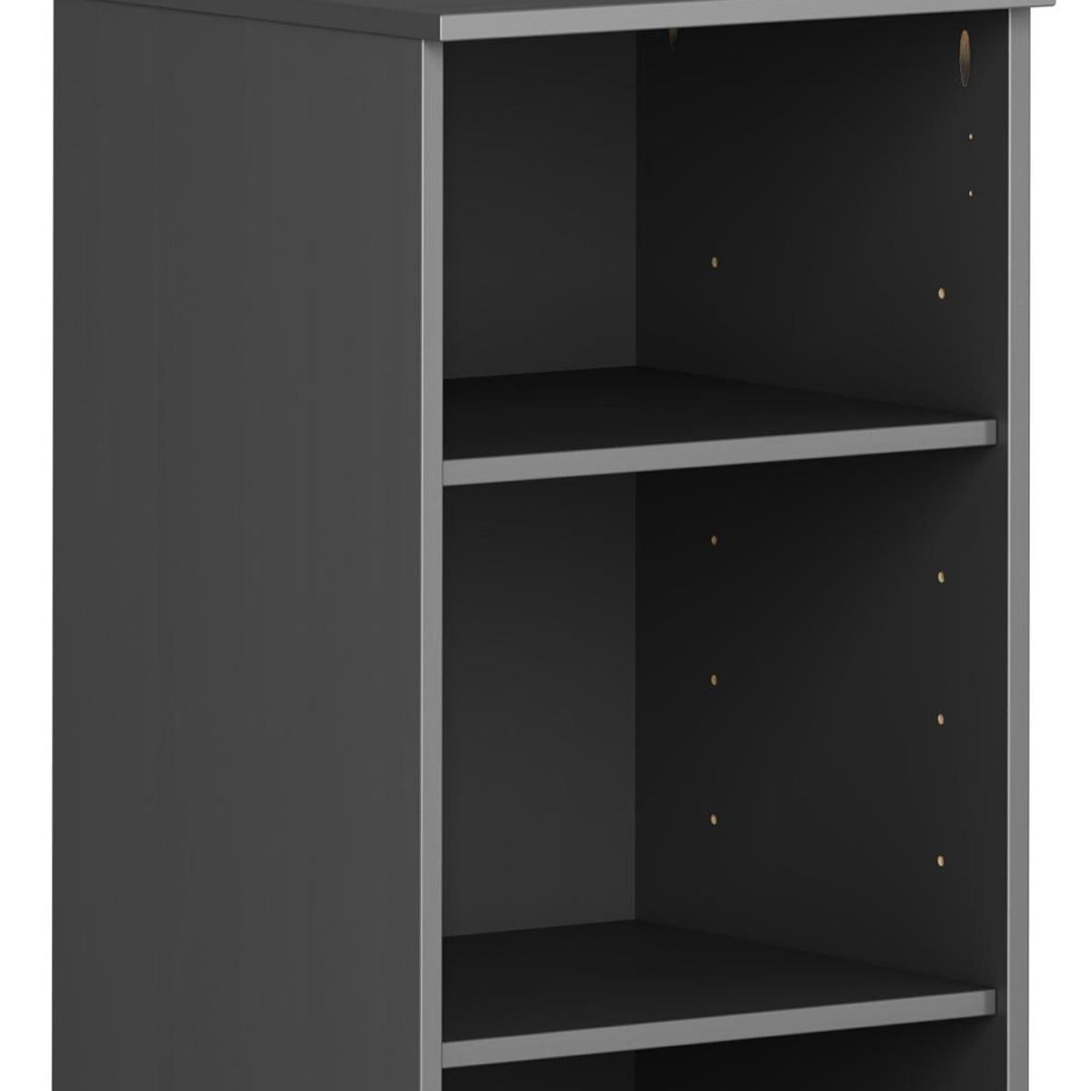 36" Gray Solid Wood Adjustable Three Tier Library Bookcase