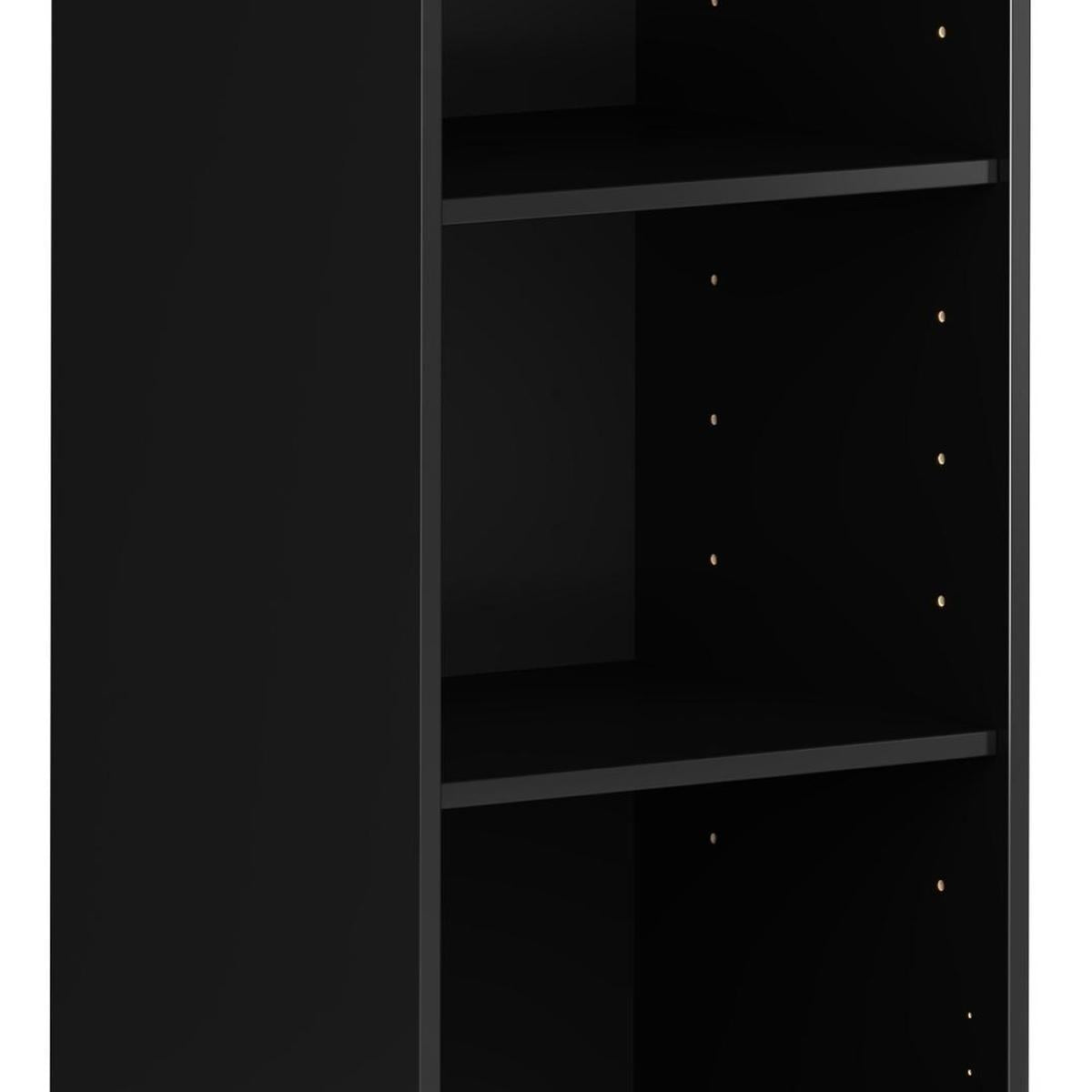 36" Black Solid Wood Adjustable Three Tier Library Bookcase