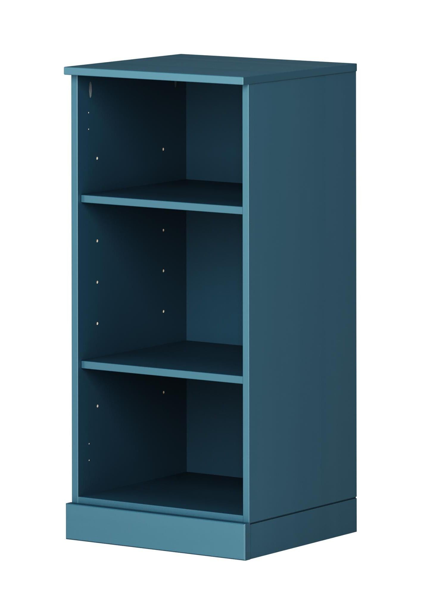 36" Teal Blue Solid Wood Adjustable Three Tier Library Bookcase
