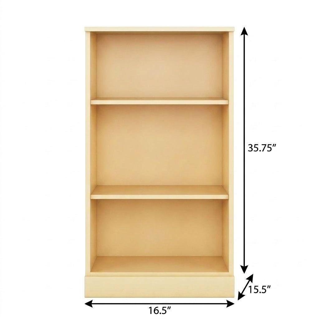36" Yellow Solid Wood Adjustable Three Tier Library Bookcase
