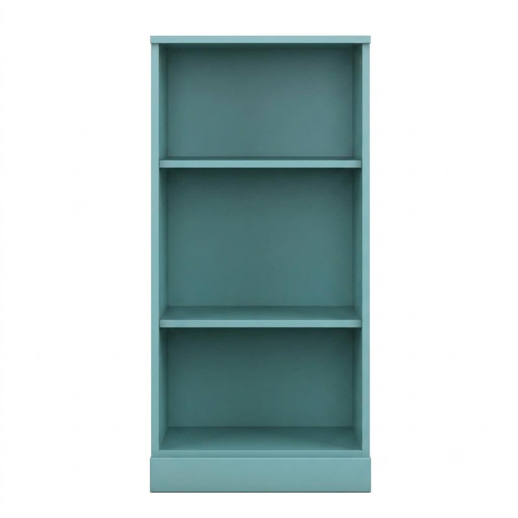 36" Aqua Solid Wood Adjustable Three Tier Library Bookcase