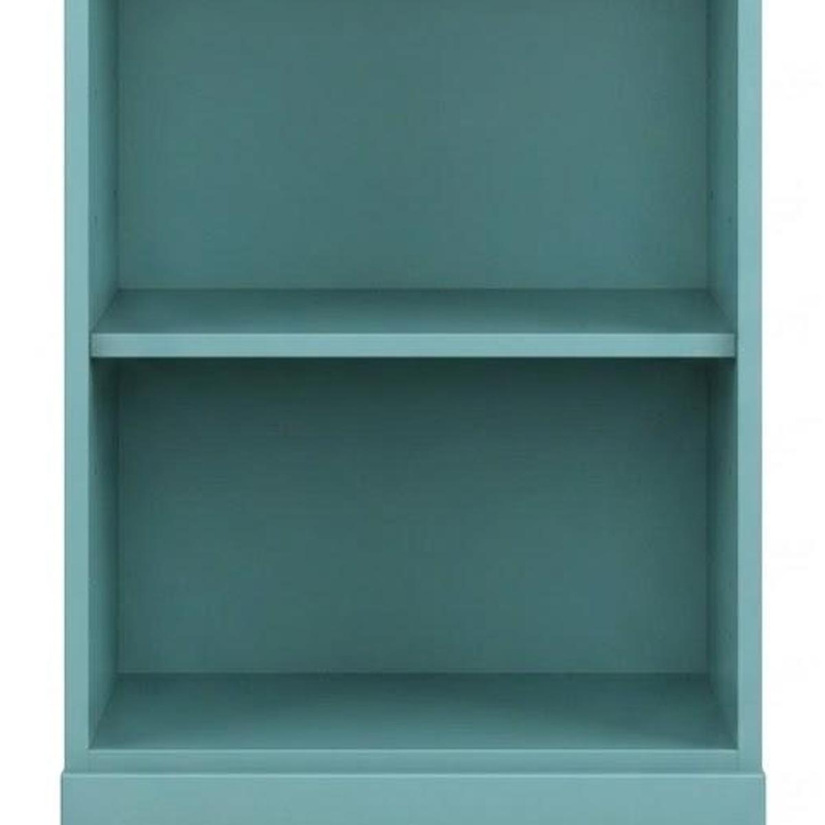 36" Aqua Solid Wood Adjustable Three Tier Library Bookcase