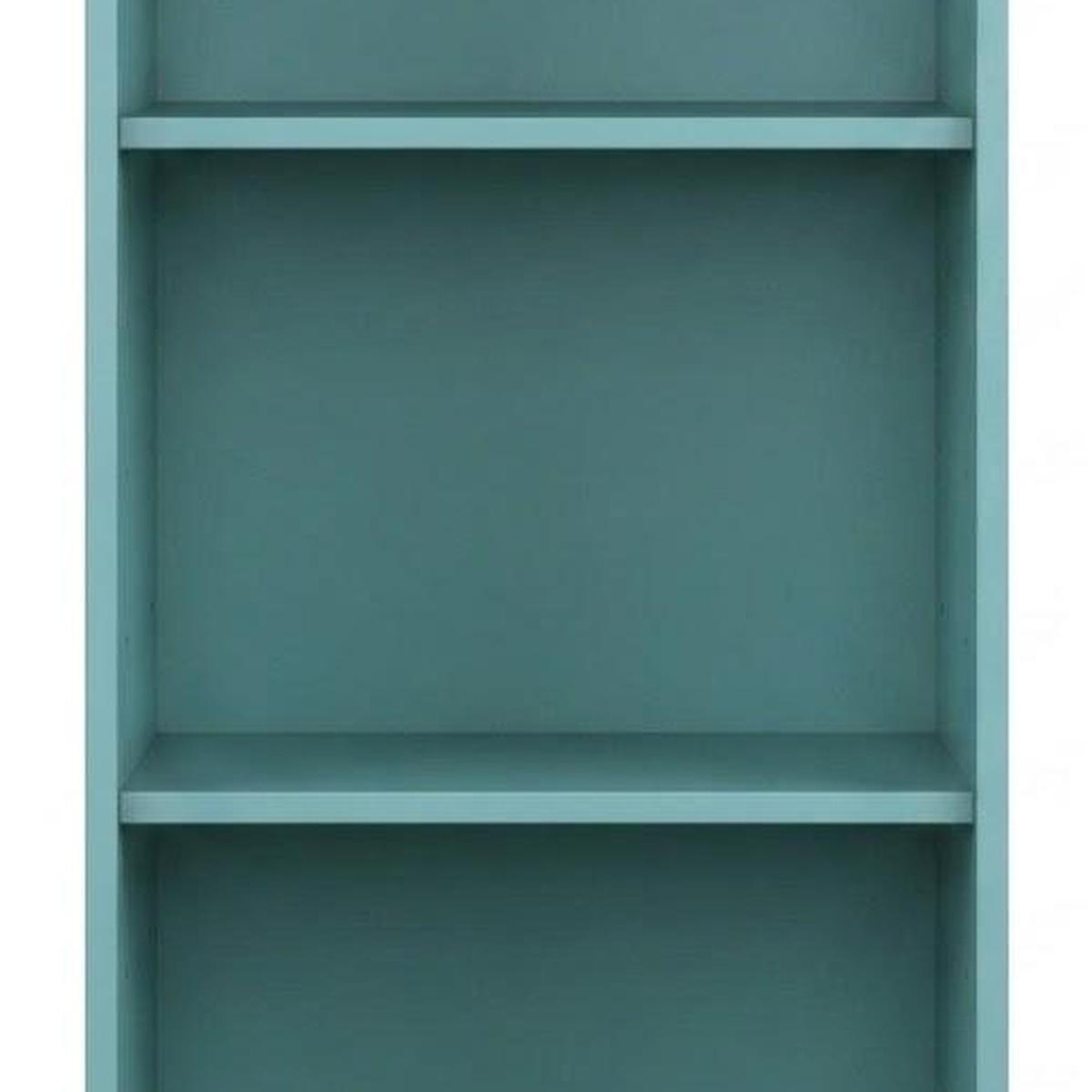 36" Aqua Solid Wood Adjustable Three Tier Library Bookcase