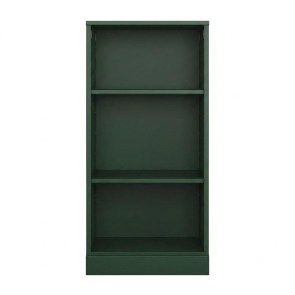 36" Green Solid Wood Adjustable Three Tier Library Bookcase