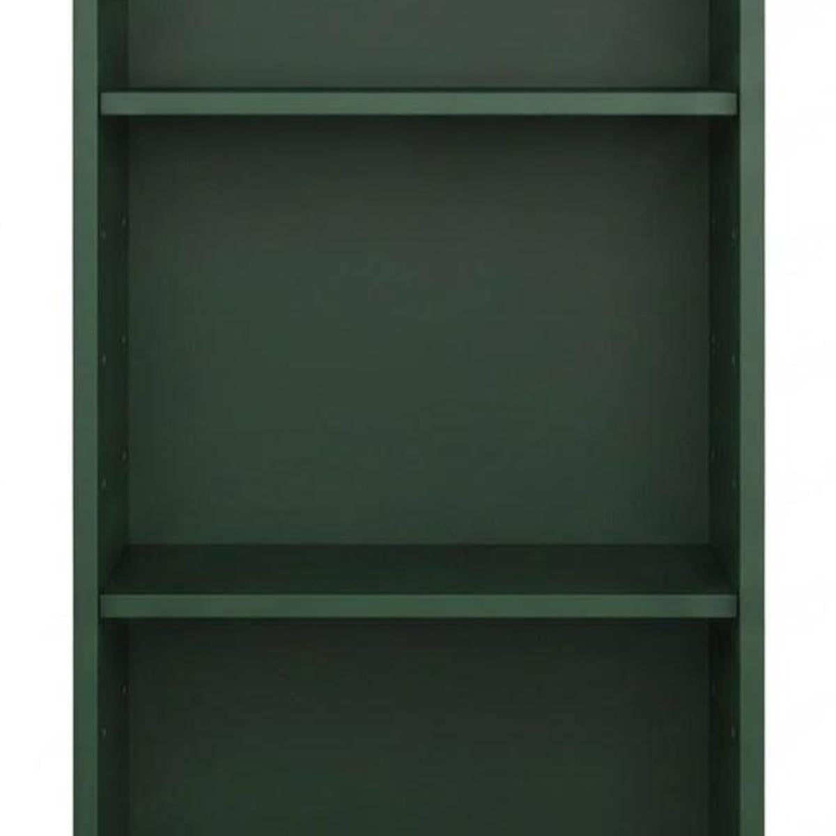 36" Green Solid Wood Adjustable Three Tier Library Bookcase