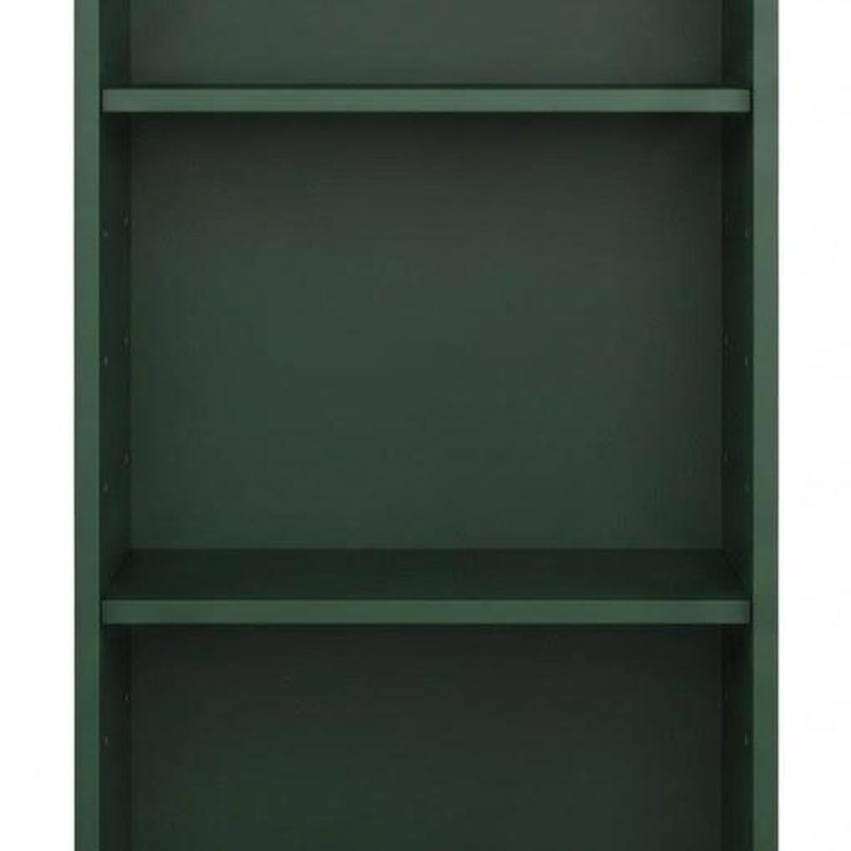 36" Green Solid Wood Adjustable Three Tier Library Bookcase