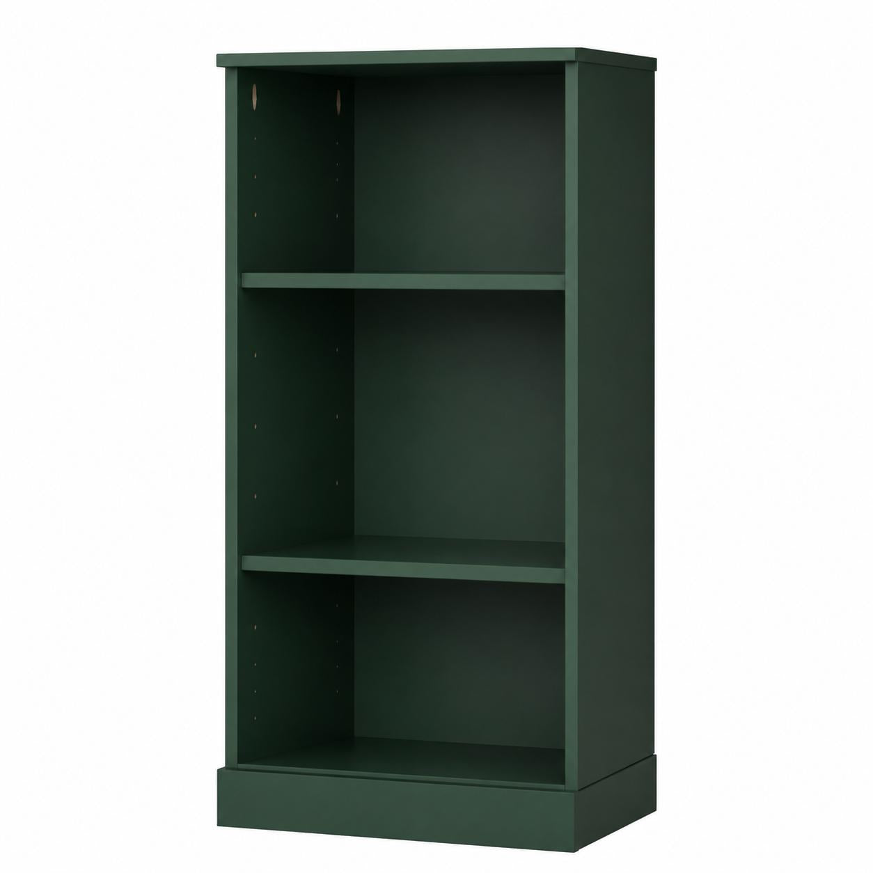 36" Green Solid Wood Adjustable Three Tier Library Bookcase
