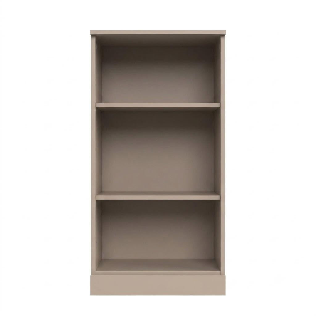 36" Beige Solid Wood Adjustable Three Tier Library Bookcase