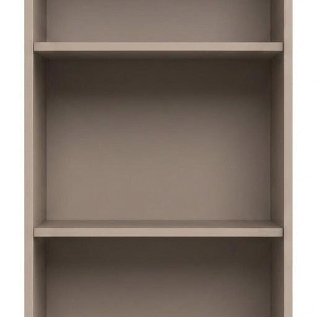 36" Beige Solid Wood Adjustable Three Tier Library Bookcase