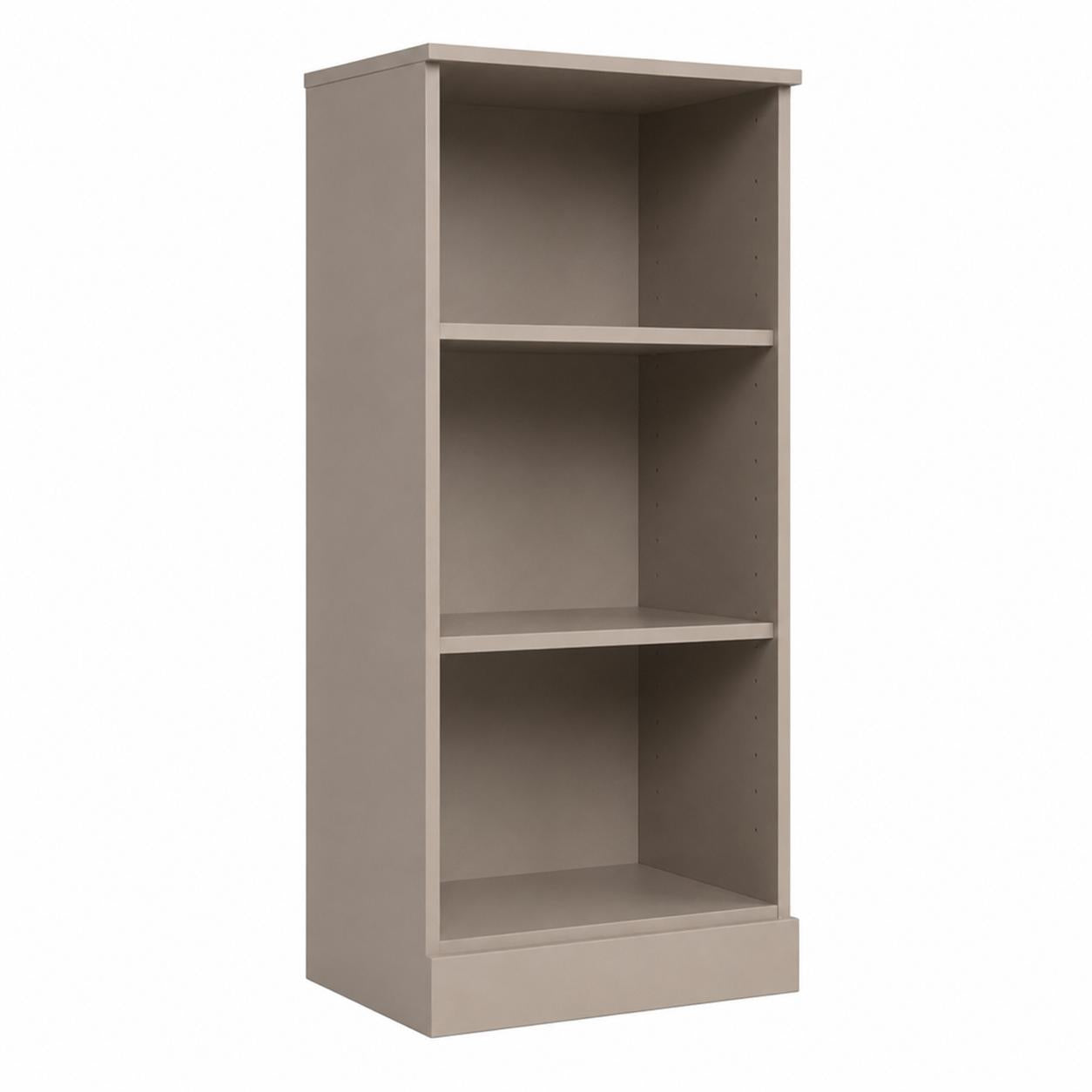 36" Beige Solid Wood Adjustable Three Tier Library Bookcase