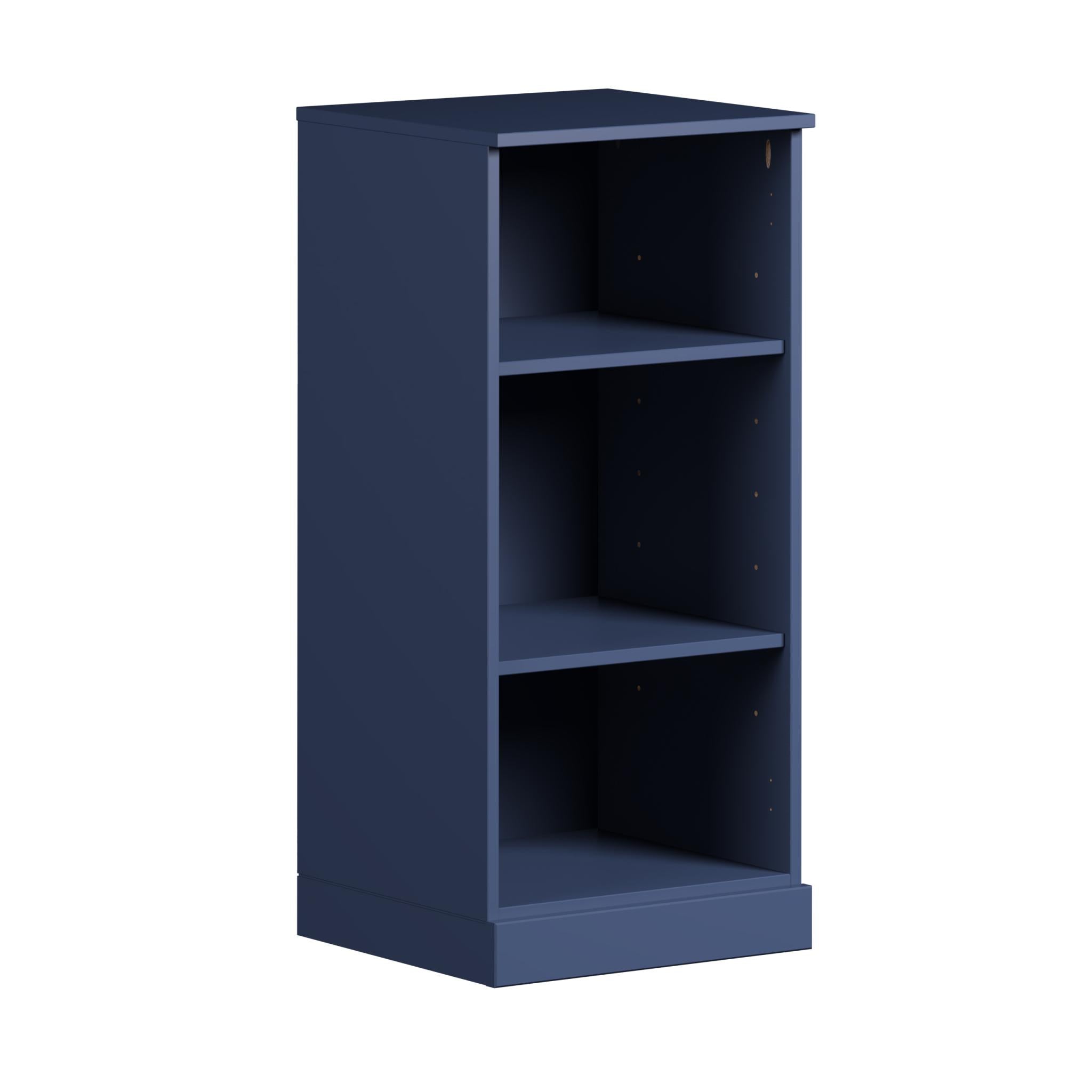 36" Navy Blue Solid Wood Adjustable Three Tier Library Bookcase