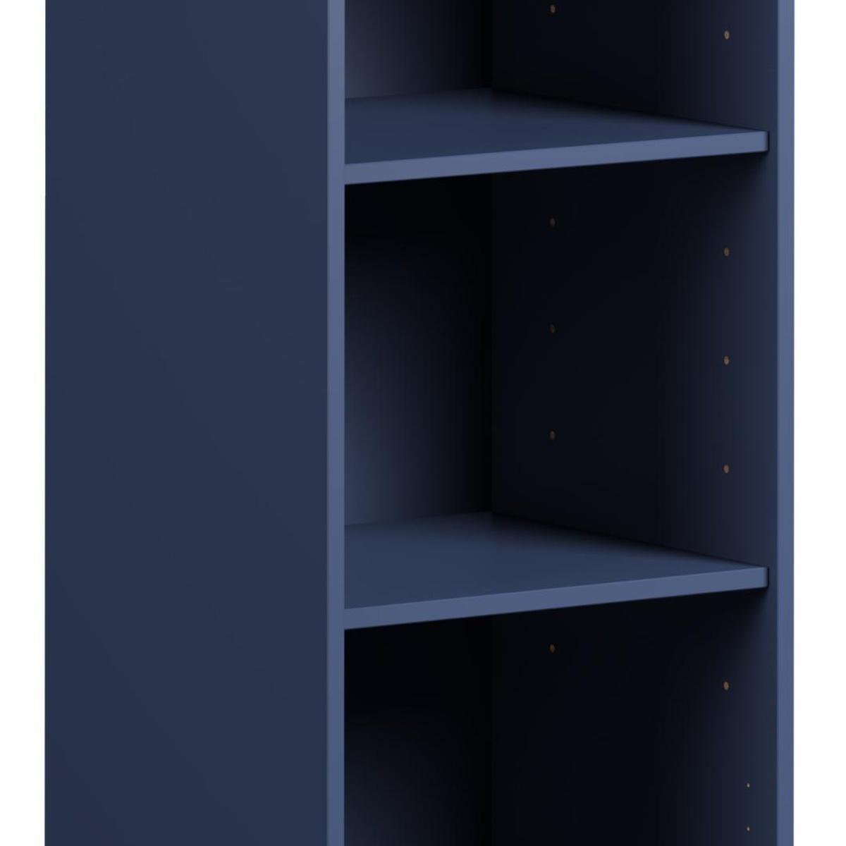 36" Navy Blue Solid Wood Adjustable Three Tier Library Bookcase