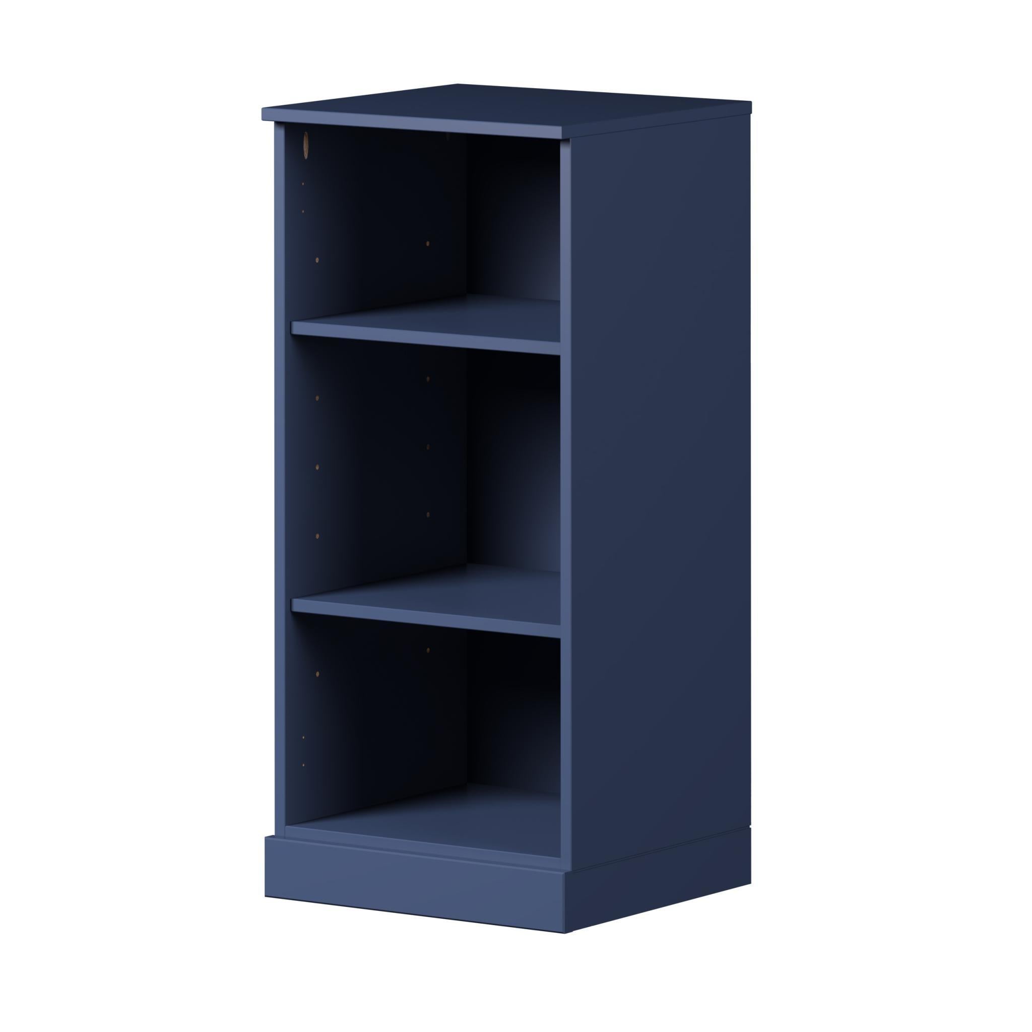 36" Navy Blue Solid Wood Adjustable Three Tier Library Bookcase