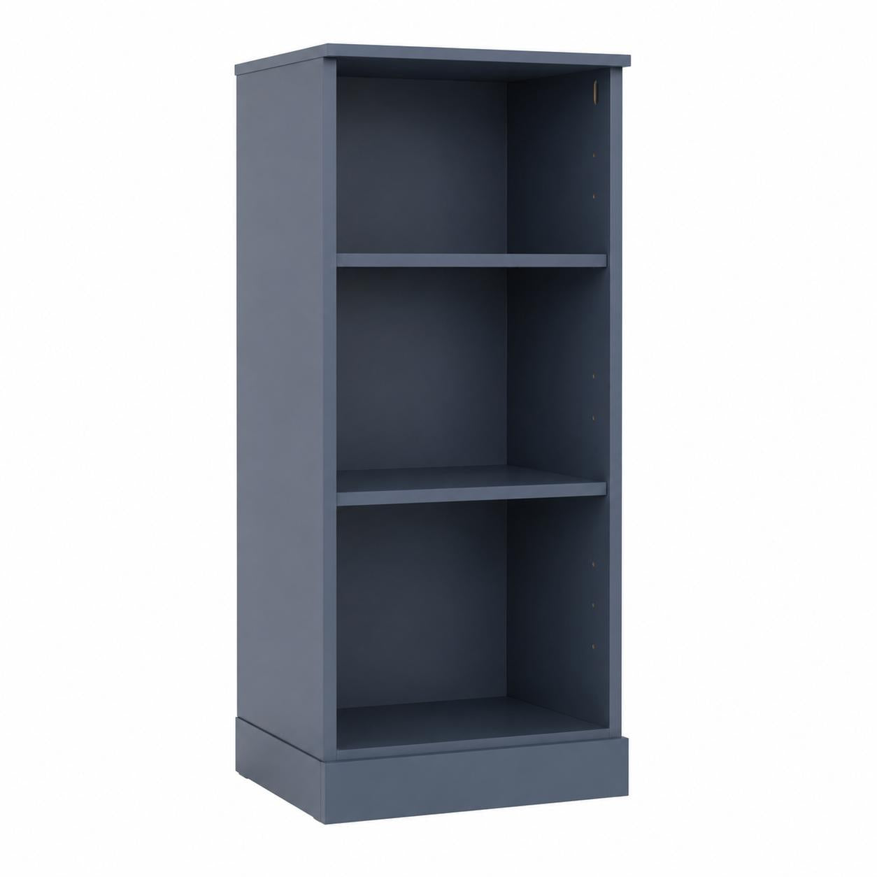 36" French Blue Solid Wood Adjustable Three Tier Library Bookcase