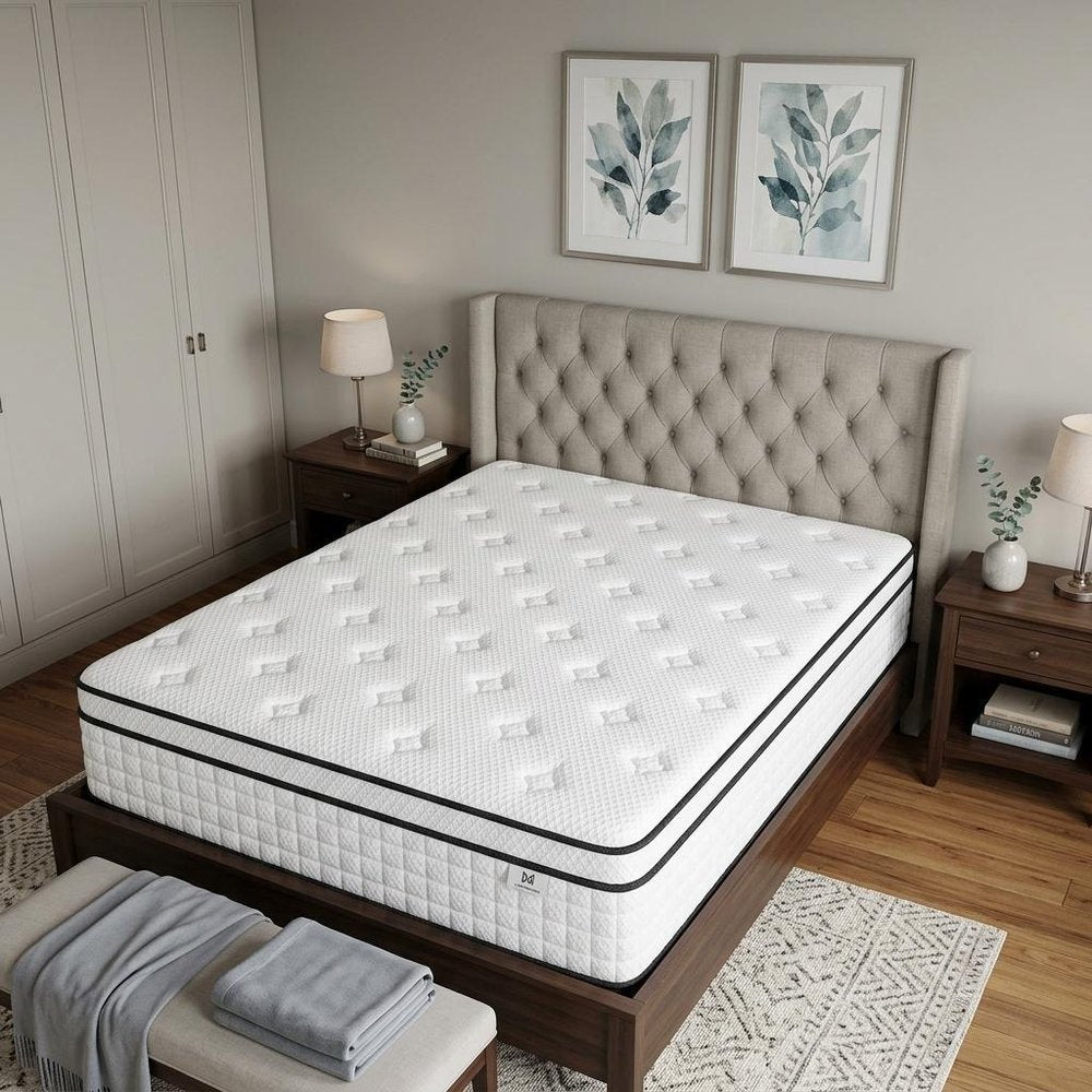12" Full Double Gel Memory Foam Check Medium Hybrid Mattress