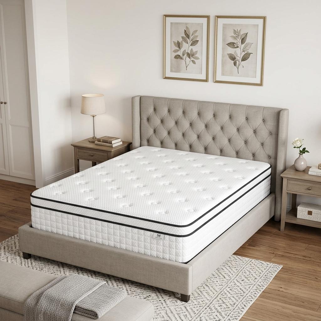 12" Queen Gel Memory Foam Check Medium Hybrid Mattress