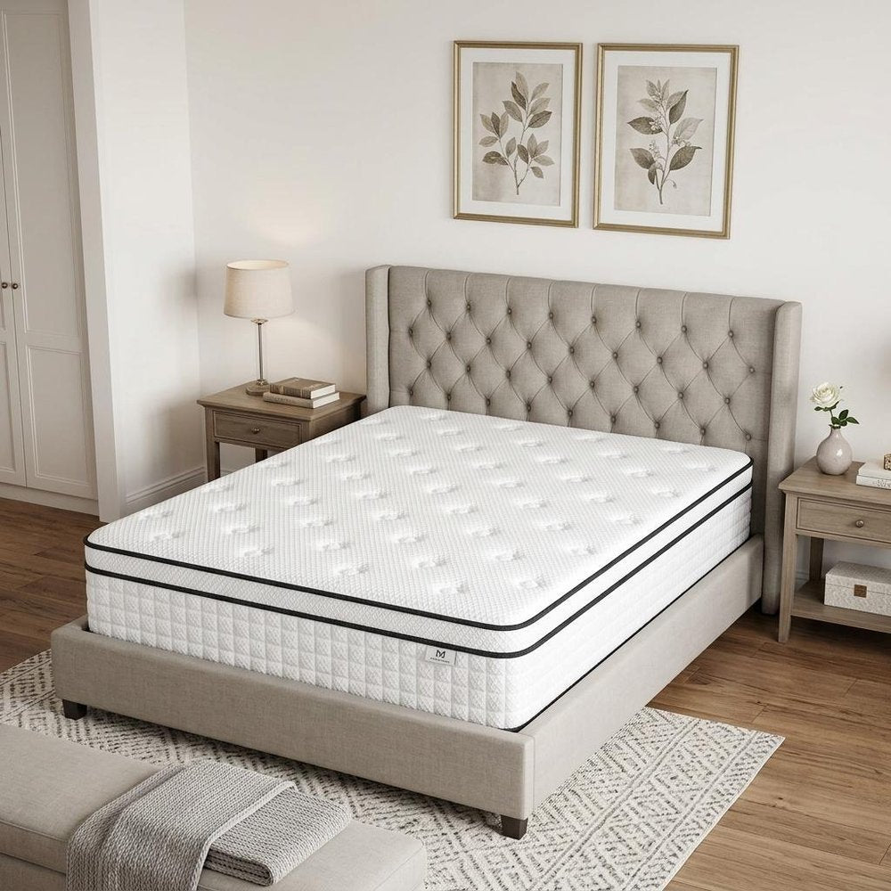 12" Full Double Gel Memory Foam Check Medium Hybrid Mattress