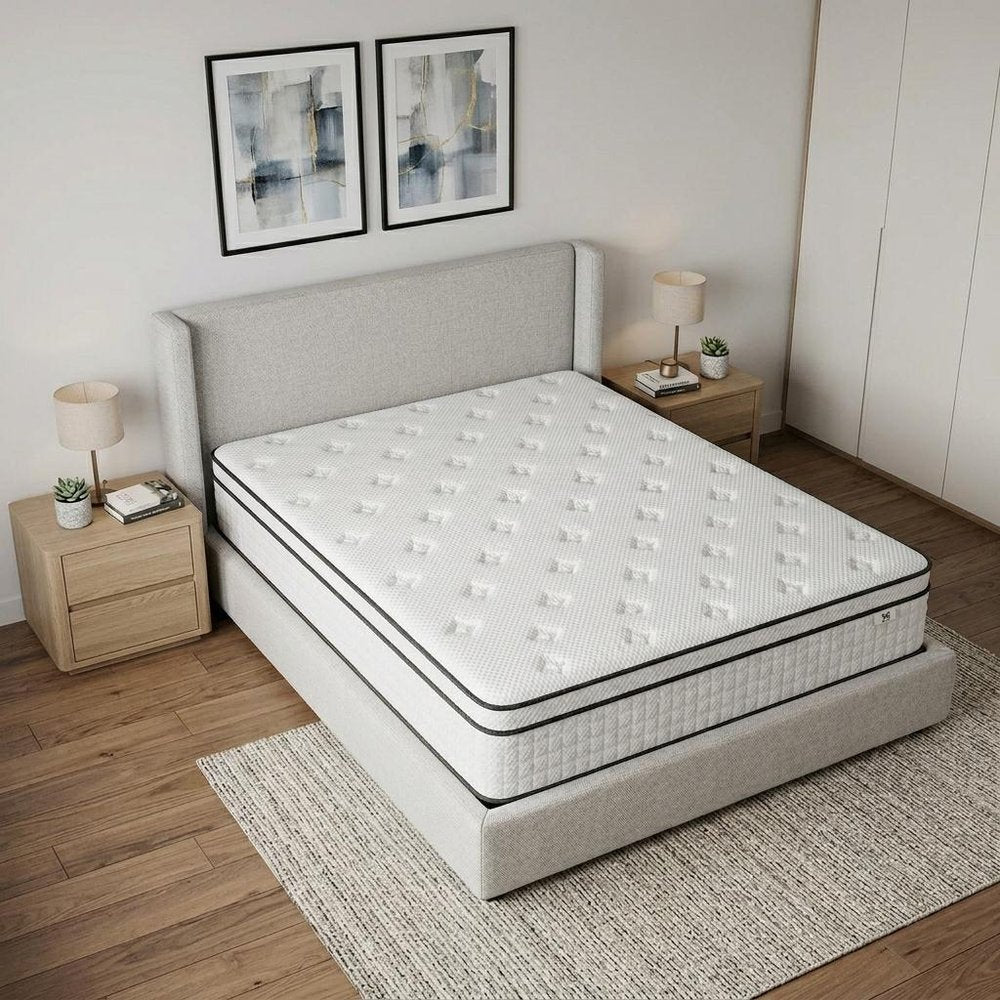 12" Full Double Gel Memory Foam Check Medium Hybrid Mattress