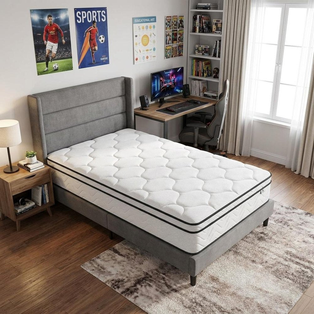 10" Twin Gel Memory Foam Medium Chevron Hybrid Mattress