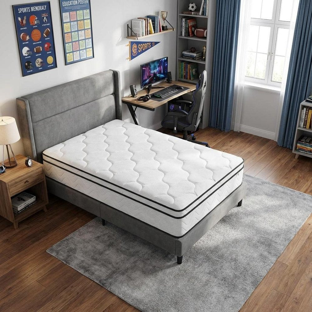12" Twin Gel Memory Foam Medium Chevron Hybrid Mattress