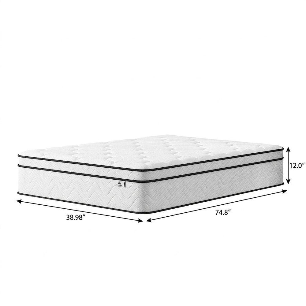 12" Twin Gel Memory Foam Medium Chevron Hybrid Mattress