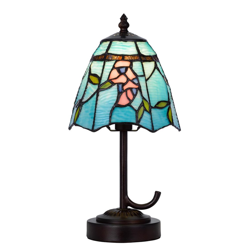 13" Bronze Flowers Round Tiffany Lamp With Cone Shade
