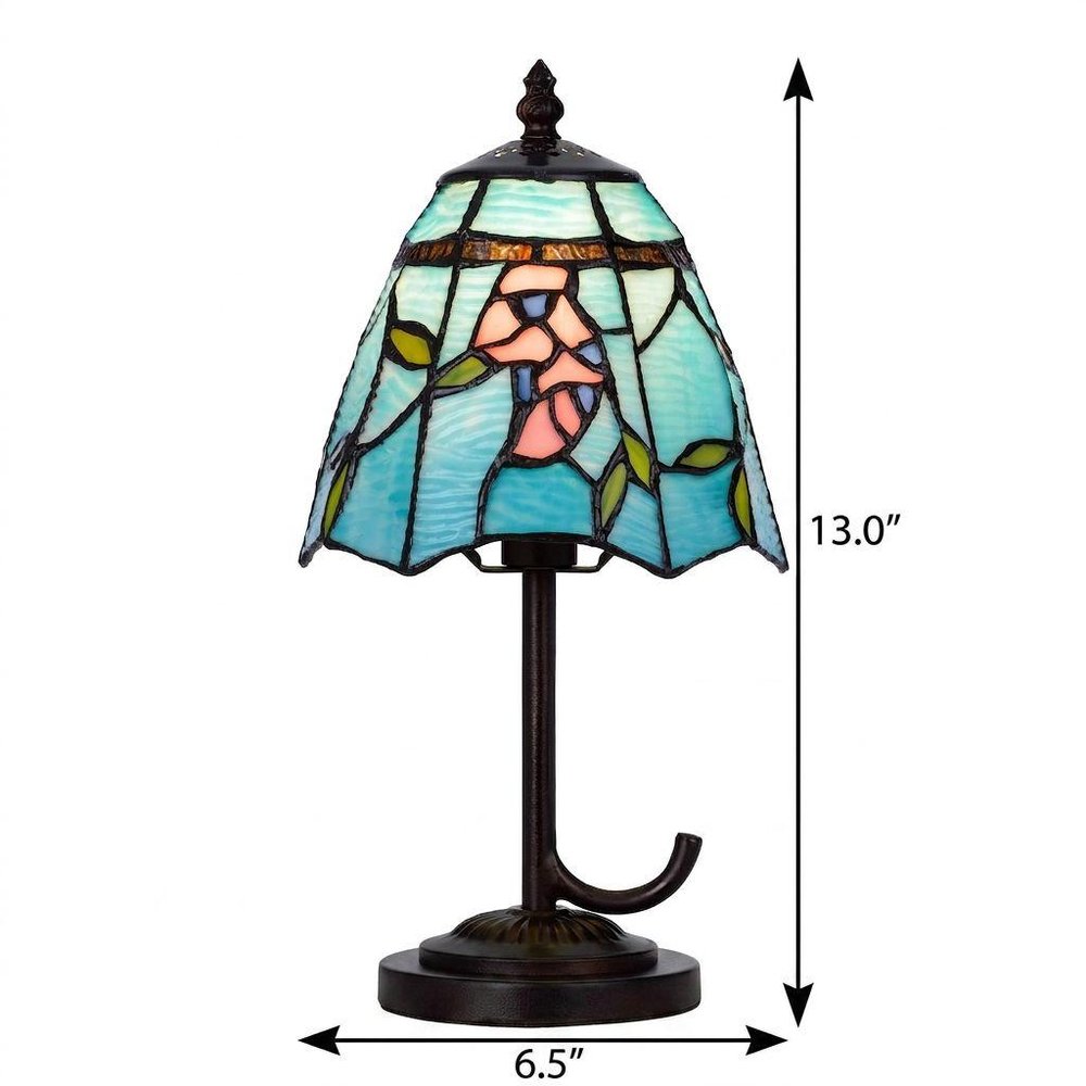 13" Bronze Flowers Round Tiffany Lamp With Cone Shade