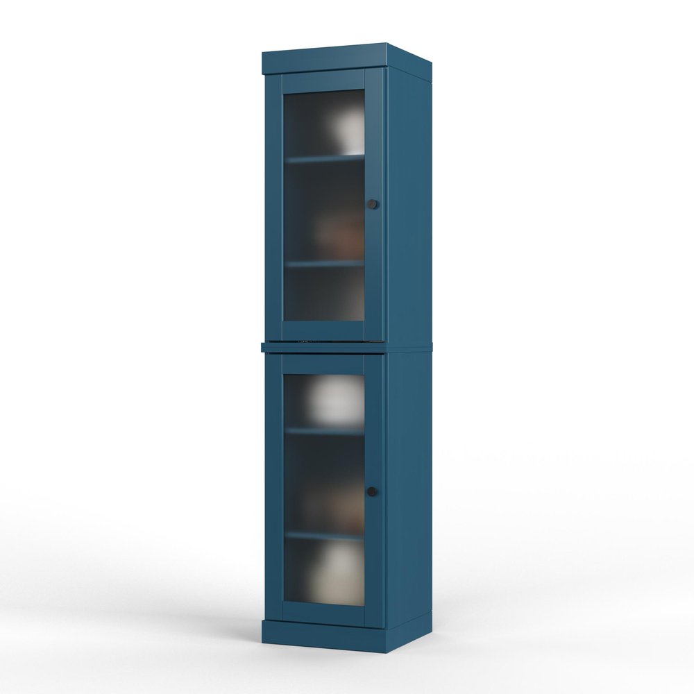 72" Teal Blue Solid Wood Two Door Pantry Or Storage Closet