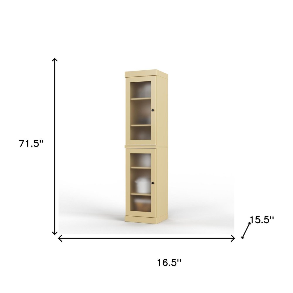 72" Yellow Solid Wood Two Door Pantry Or Storage Closet