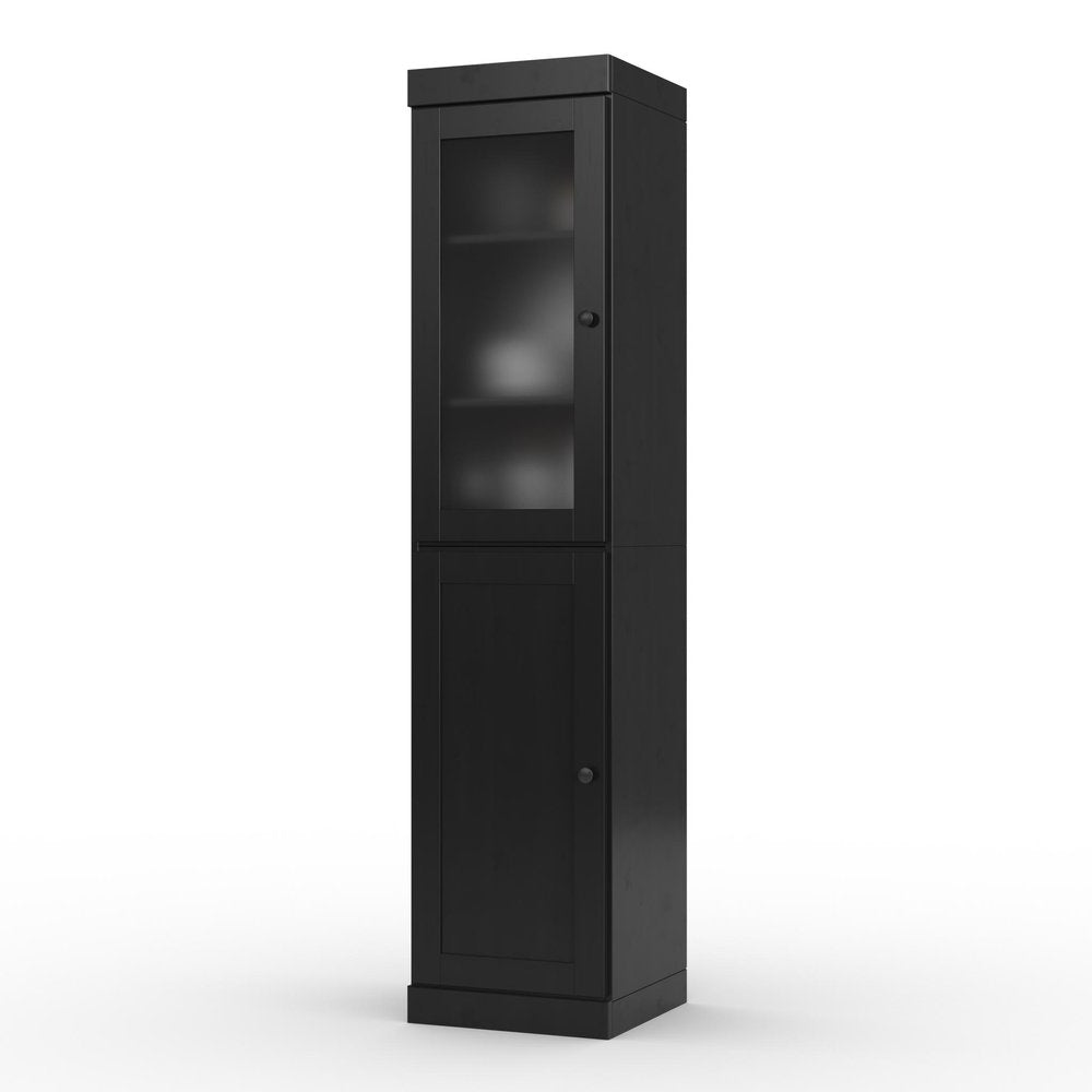 72" Black Solid Wood Two Door Pantry Or Storage Closet