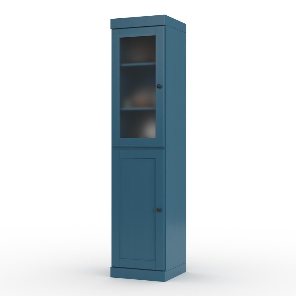 72" Teal Blue Solid Wood Two Door Pantry Or Storage Closet