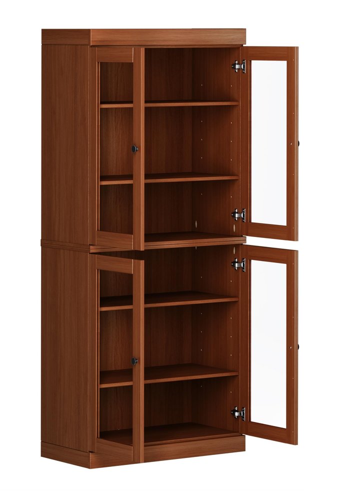 72" Coffee Solid Wood Four Door Pantry Or Storage Closet