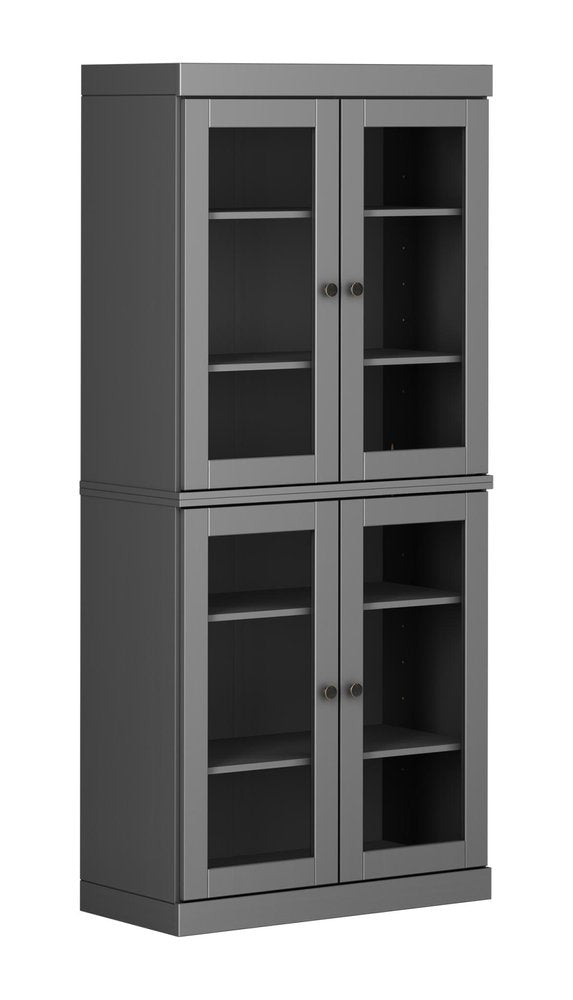 72" Gray Solid Wood Four Door Pantry Or Storage Closet