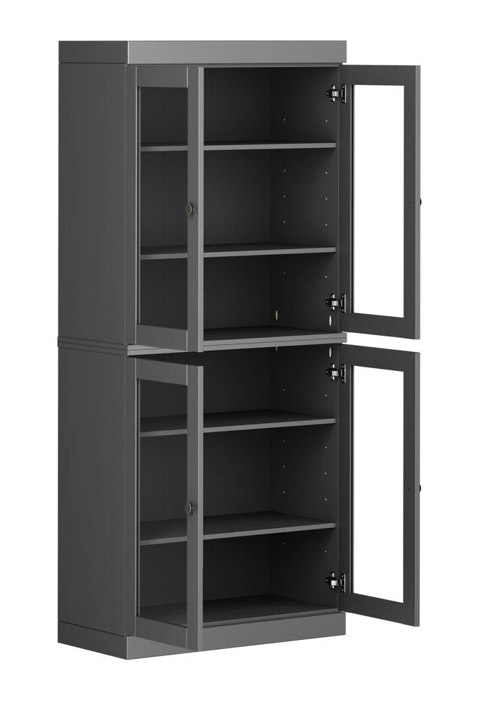 72" Gray Solid Wood Four Door Pantry Or Storage Closet