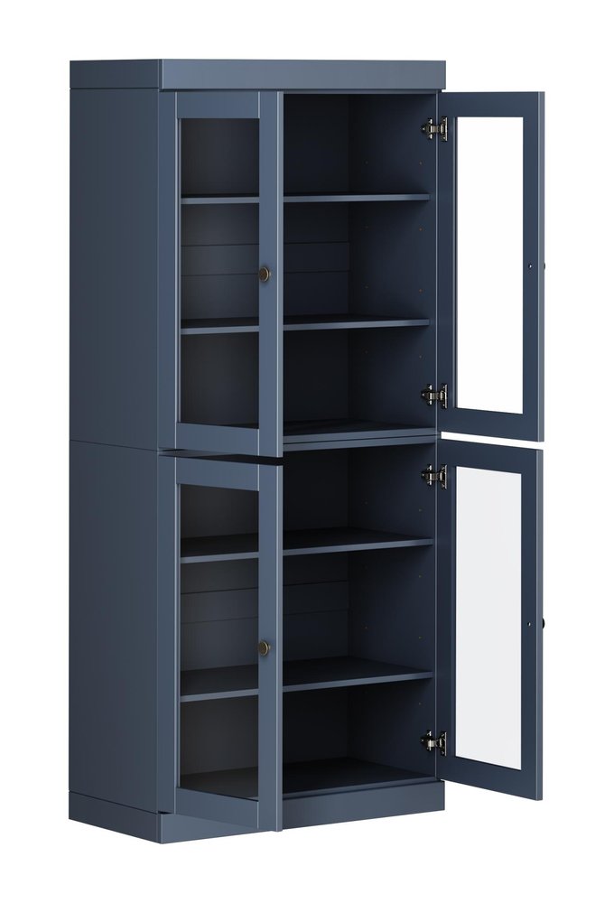 72" French Blue Solid Wood Four Door Pantry Or Storage Closet