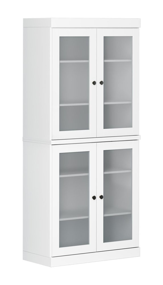72" White Solid Wood Four Door Pantry Or Storage Closet