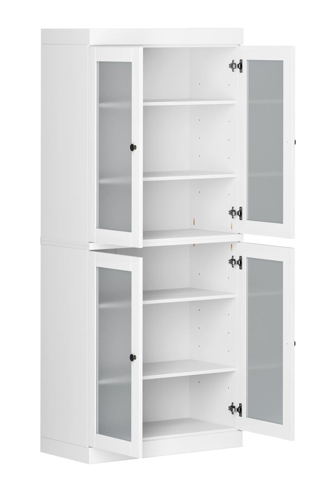 72" White Solid Wood Four Door Pantry Or Storage Closet