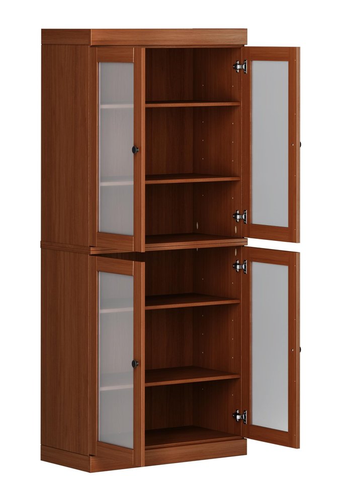 72" Coffee Solid Wood Four Door Pantry Or Storage Closet