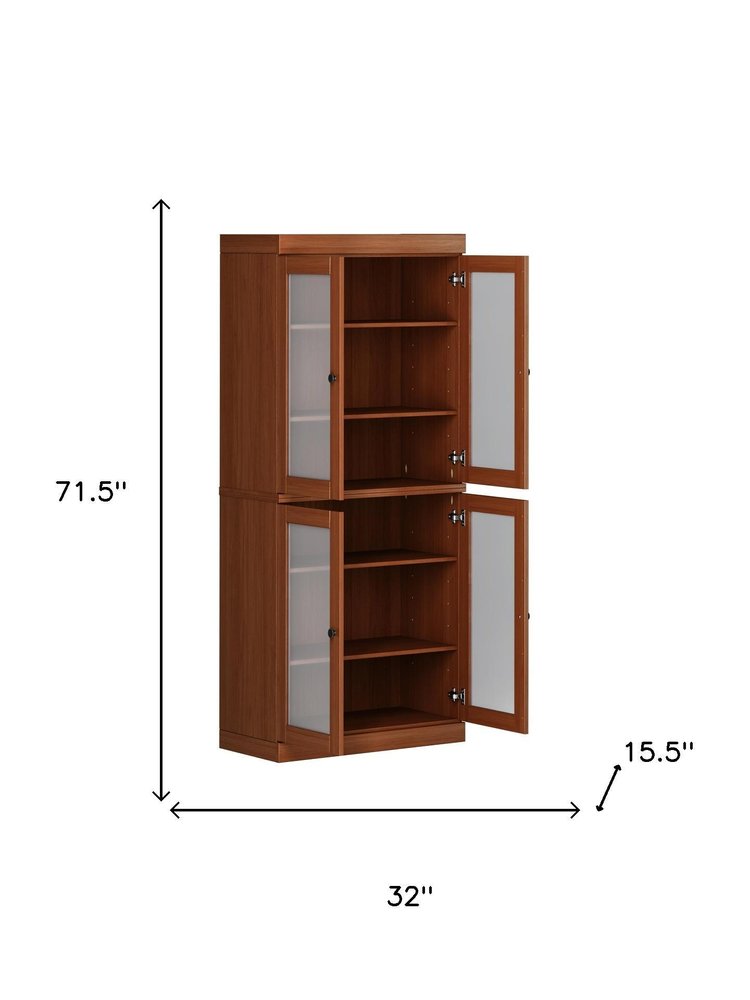 72" Coffee Solid Wood Four Door Pantry Or Storage Closet