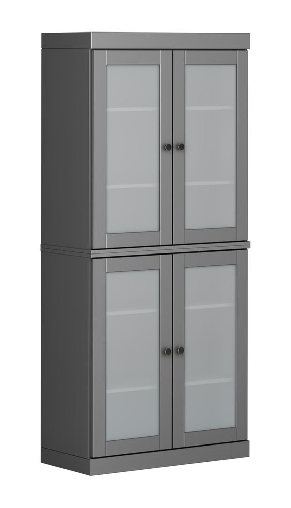 72" Gray Solid Wood Four Door Pantry Or Storage Closet