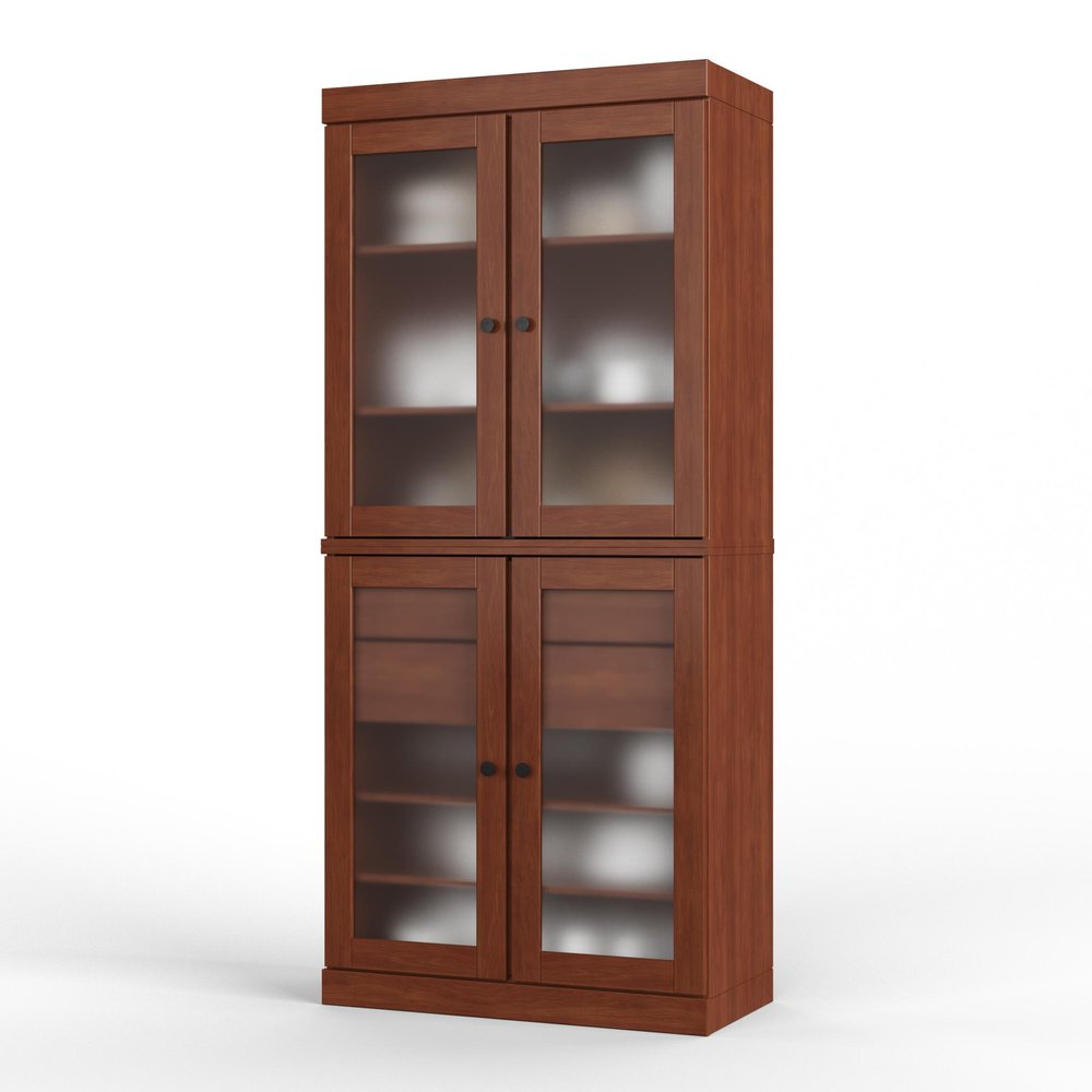 72" Coffee Solid Wood Four Door Two Drawer Pantry Or Storage Closet