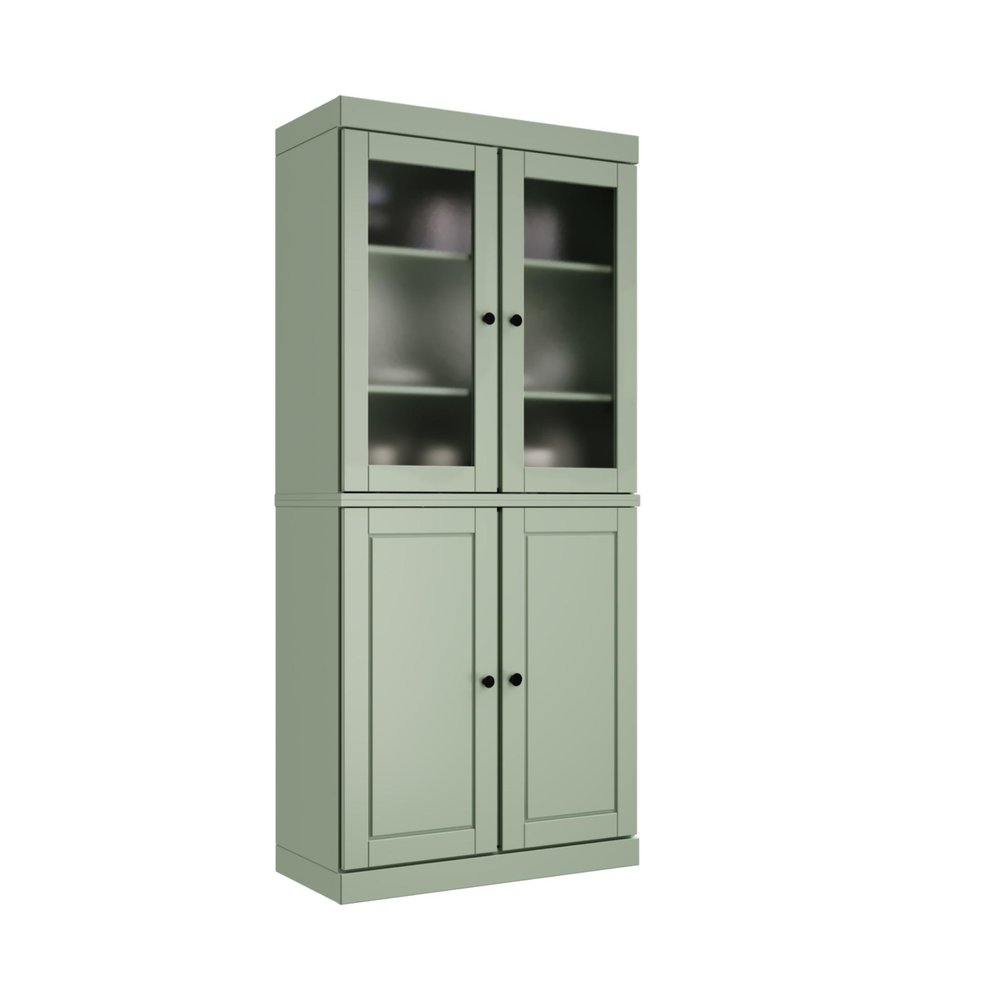 72" Sage Solid Wood Four Door Pantry Or Storage Closet