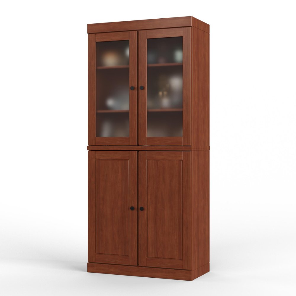 72" Coffee Solid Wood Four Door Two Drawer Pantry Or Storage Closet