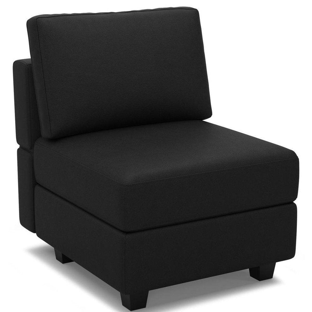 26" Black Faux Leather Lounge Chair With Storage