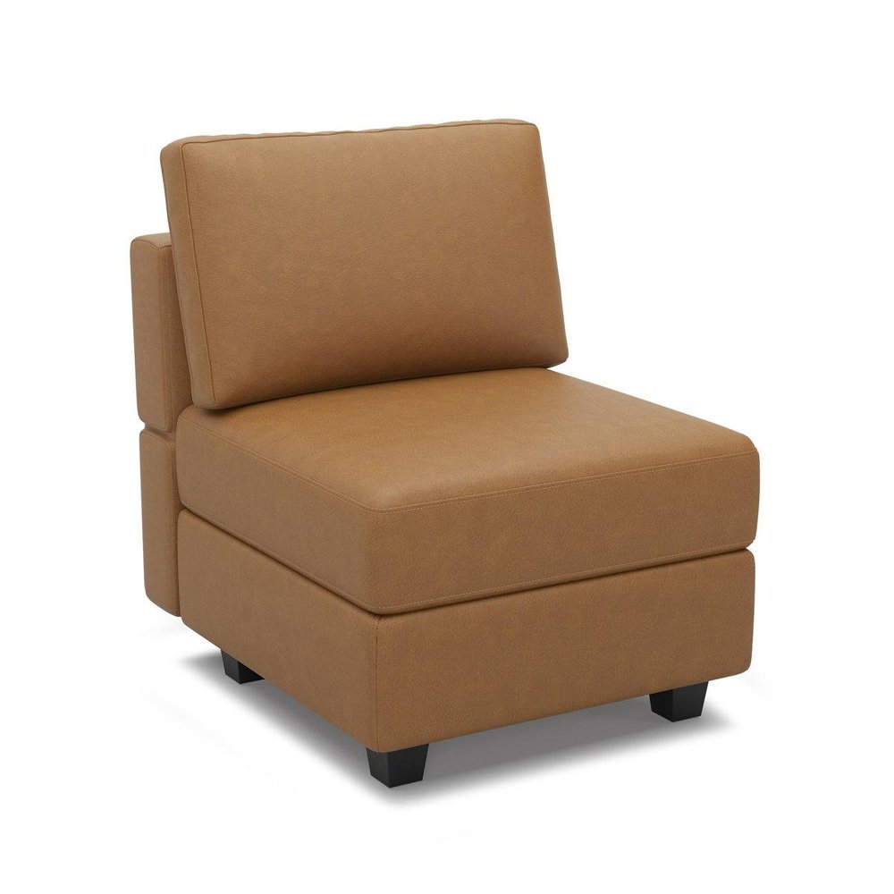 26" Brown Faux Leather Lounge Chair With Storage